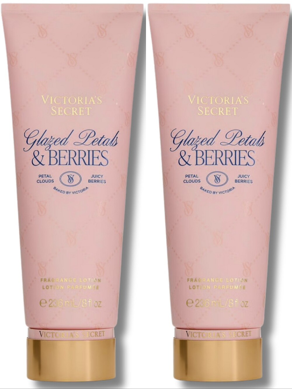 Victoria's Secret Glazed Petals & Berries Fragrance Body Lotion Set of 2 NEW